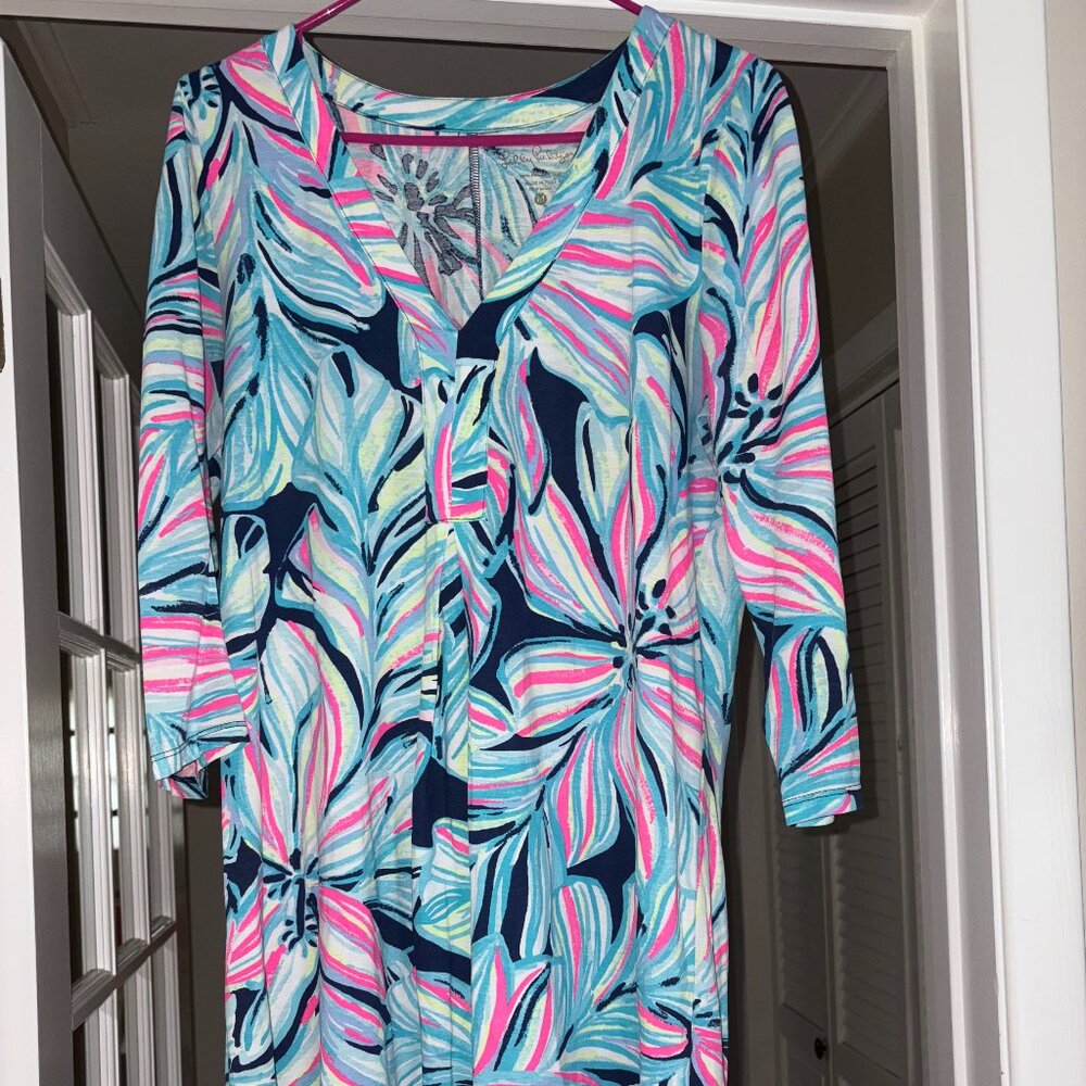 Lilly Pulitzer Amina Dress High Tide Dancing Lady Pima Cotton